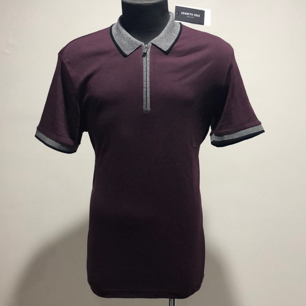 Kenneth Cole Dark Crimson Zip-up Polo 👕